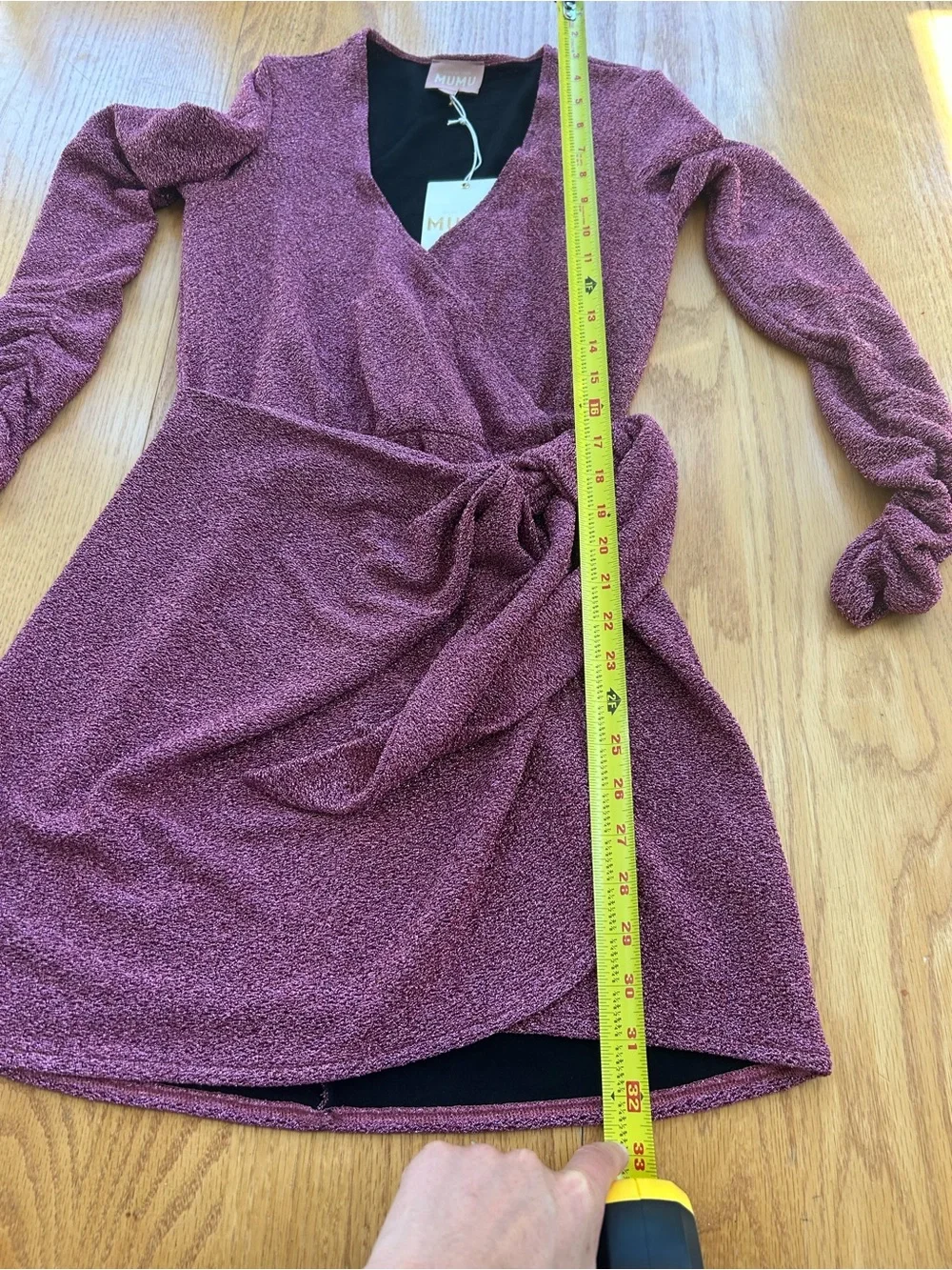 Show‎ Me Your Mumu Kimora Mini Dress S Pink Shimmy Shine Metallic Wrap NWT